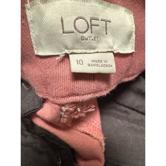 LOFT Outlet Mauve Modern Roll Cuff Chino Cotton Spandex Blend Size 10 - Picture 4 of 7